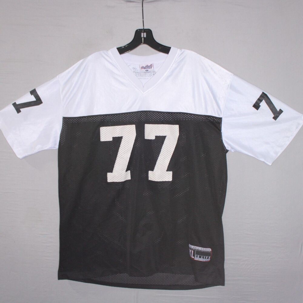 Big Ball Sports Football Jersey Graphic 77 XLarge White Black Vintage